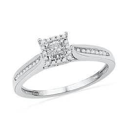1/5 CT. T.W. Princess-Cut Diamond Square Frame Promise Ring in 10K White Gold