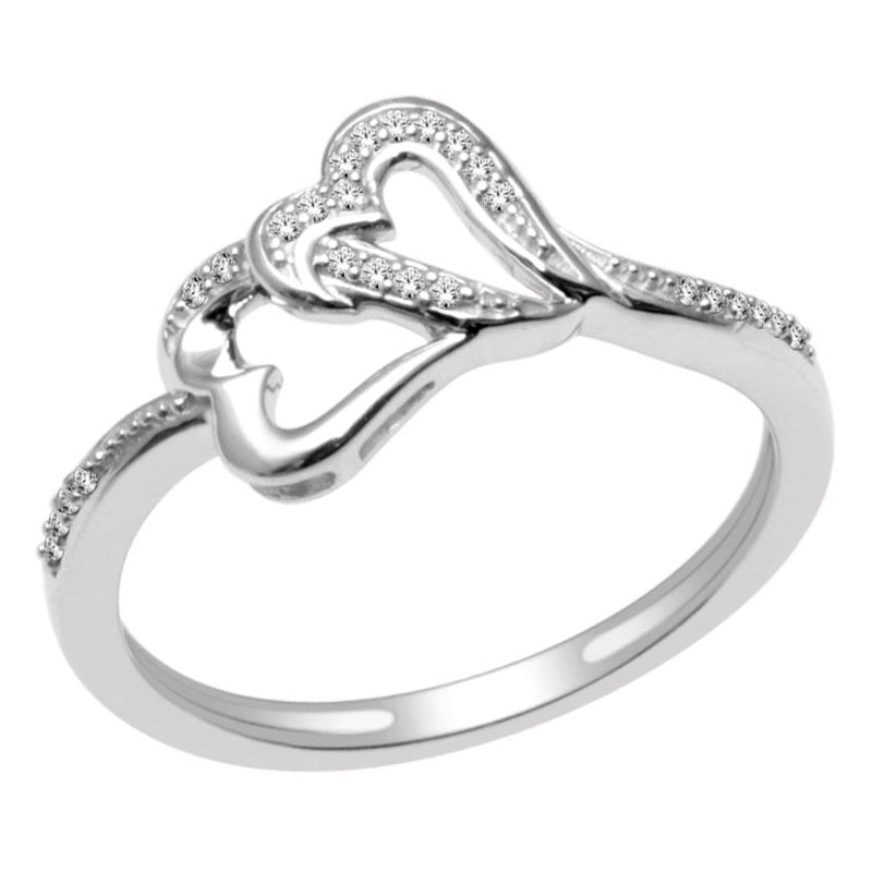Diamond Accent Double Heart Ring in Sterling Silver