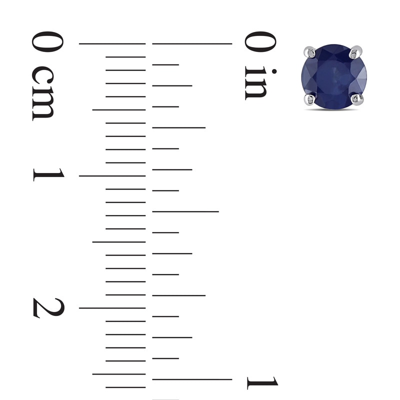 5.0mm Blue Sapphire Stud Earrings in 10K White Gold