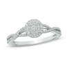 Thumbnail Image 1 of 1/4 CT. T.W. Multi-Diamond Frame Twist Shank Promise Ring in 10K White Gold