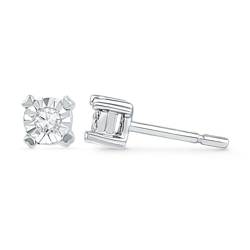 Main Image 1 of 1/20 CT. T.W. Diamond Solitaire Stud Earrings in 10K White Gold