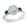 Thumbnail Image 0 of Vera Wang Love Collection 5/8 CT. T.W. Diamond and Blue Sapphire Swirl Engagement Ring in 14K White Gold