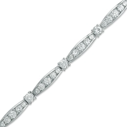 Lab-Created White Sapphire Bracelet in Sterling Silver - 7.25&quot;
