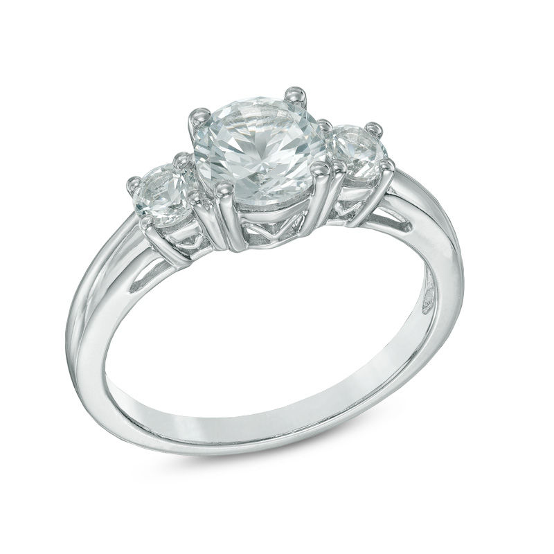 Main Image 2 of Lab-Created White Sapphire Pendant, Ring and Stud Earrings Set in Sterling Silver - Size 7