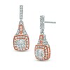 Thumbnail Image 0 of 5.0mm Cushion-Cut Lab-Created White Sapphire Drop Earrings in Sterling Silver with 14K Rose Gold Plate