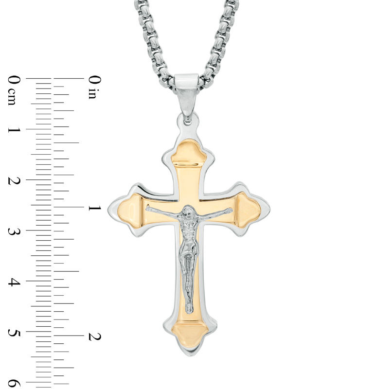 Men's Crucifix Pendant in Two-Tone 