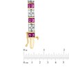 Thumbnail Image 2 of Baguette Lab-Created Ruby and White Sapphire Line Bracelet in Sterling Silver with 14K Gold Plate - 7.25"