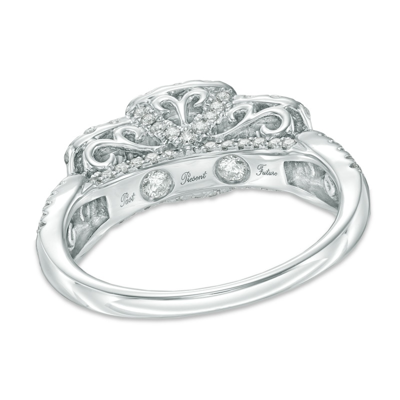 1-1/2 CT. T.W. Princess-Cut Diamond Frame Past Present Future® Ring in 14K White Gold