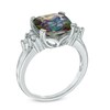Thumbnail Image 2 of 10.0mm Cushion-Cut Mystic Fire® Topaz and Lab-Created White Sapphire Ring in Sterling Silver