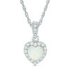 Thumbnail Image 1 of 7.0mm Heart-Shaped Lab-Created Opal and White Sapphire Frame Pendant in Sterling Silver