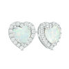 Thumbnail Image 0 of 6.0mm Heart-Shaped Lab-Created Opal and White Sapphire Frame Stud Earrings in Sterling Silver