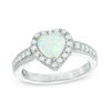 Thumbnail Image 0 of 7.0mm Heart-Shaped Lab-Created Opal and White Sapphire Frame Ring in Sterling Silver