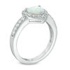 7.0mm Heart-Shaped Lab-Created Opal and White Sapphire Frame Ring in Sterling Silver