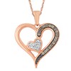 Thumbnail Image 1 of 1/8 CT. T.W. Champagne and White Diamond Double Heart Pendant in 10K Rose Gold