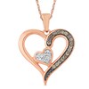 Thumbnail Image 0 of 1/8 CT. T.W. Champagne and White Diamond Double Heart Pendant in 10K Rose Gold