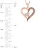 Thumbnail Image 1 of 1/8 CT. T.W. Champagne and White Diamond Double Heart Pendant in 10K Rose Gold