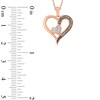 Thumbnail Image 2 of 1/8 CT. T.W. Champagne and White Diamond Double Heart Pendant in 10K Rose Gold