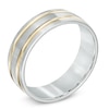 Men's 7.0mm Double Stripe Wedding Band in 14K Two-Tone Gold