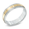 Men's 6.0mm Block Comfort Fit Wedding Band in 14K Two-Tone Gold