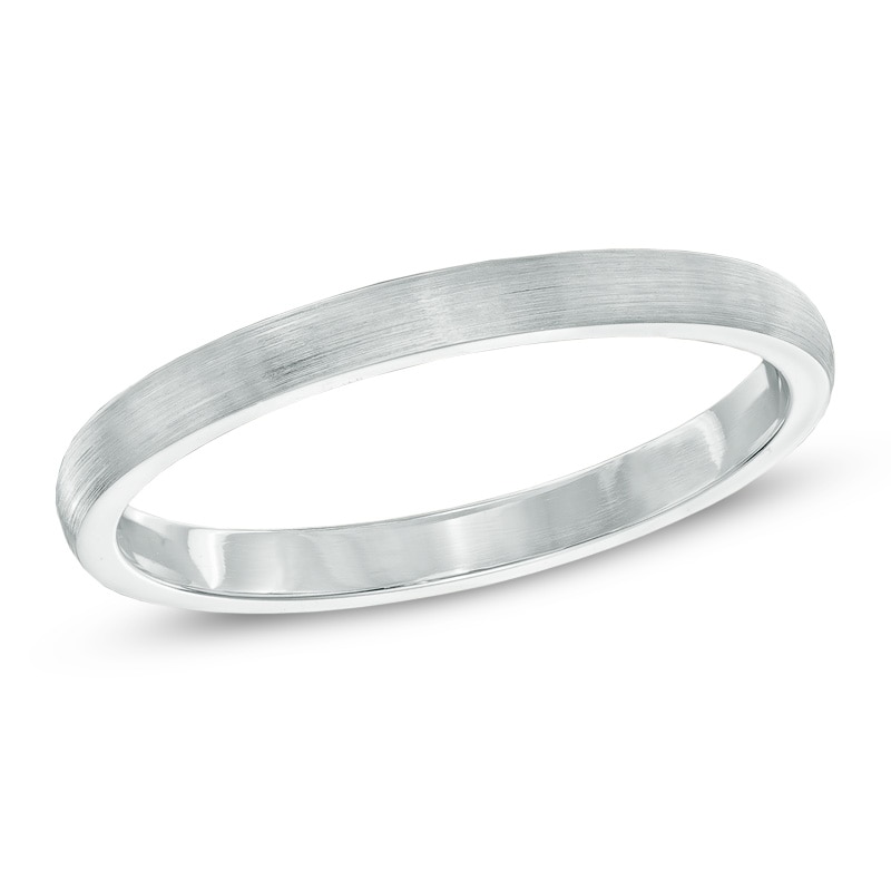 Ladies' 2.0mm Satin Wedding Band in 14K White Gold