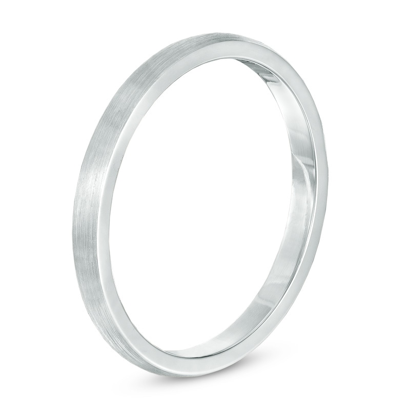 Ladies' 2.0mm Satin Wedding Band in 14K White Gold