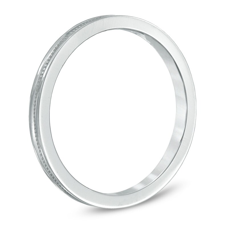 Ladies' 1.5mm Milgrain Wedding Band in 14K White Gold - Size 6