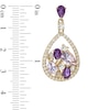 Thumbnail Image 2 of Multi-Gemstone Pear-Shaped Drop Earrings in Sterling Silver with 14K Gold Plate