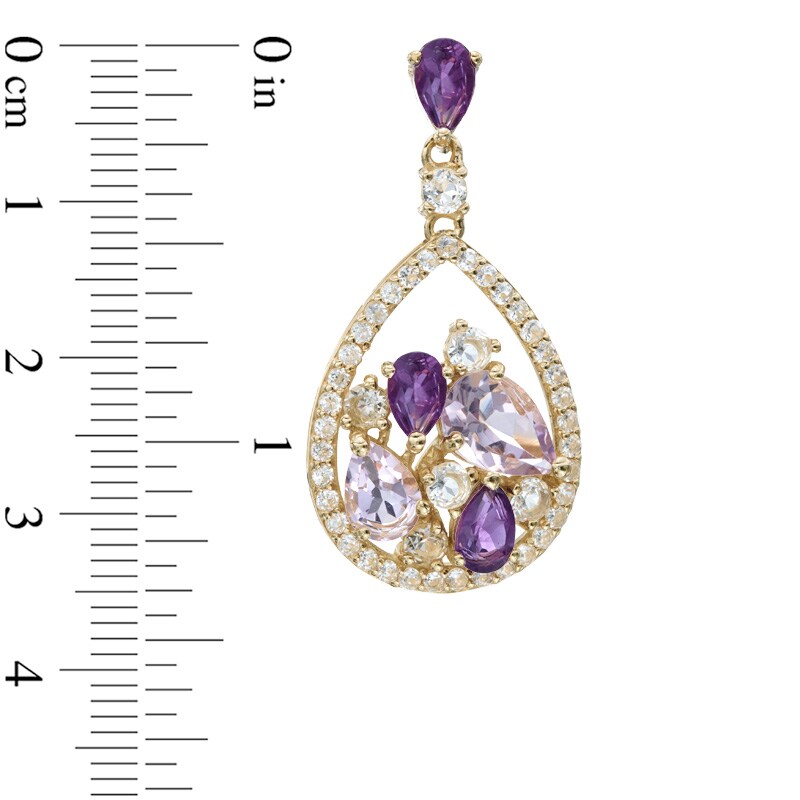 Main Image 2 of Multi-Gemstone Pear-Shaped Drop Earrings in Sterling Silver with 14K Gold Plate