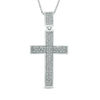 Thumbnail Image 1 of Men's 1/4 CT. T.W. Diamond Cross Pendant in Sterling Silver - 22"