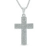 Thumbnail Image 1 of Men's 1/4 CT. T.W. Diamond Cross Pendant in Sterling Silver - 22"