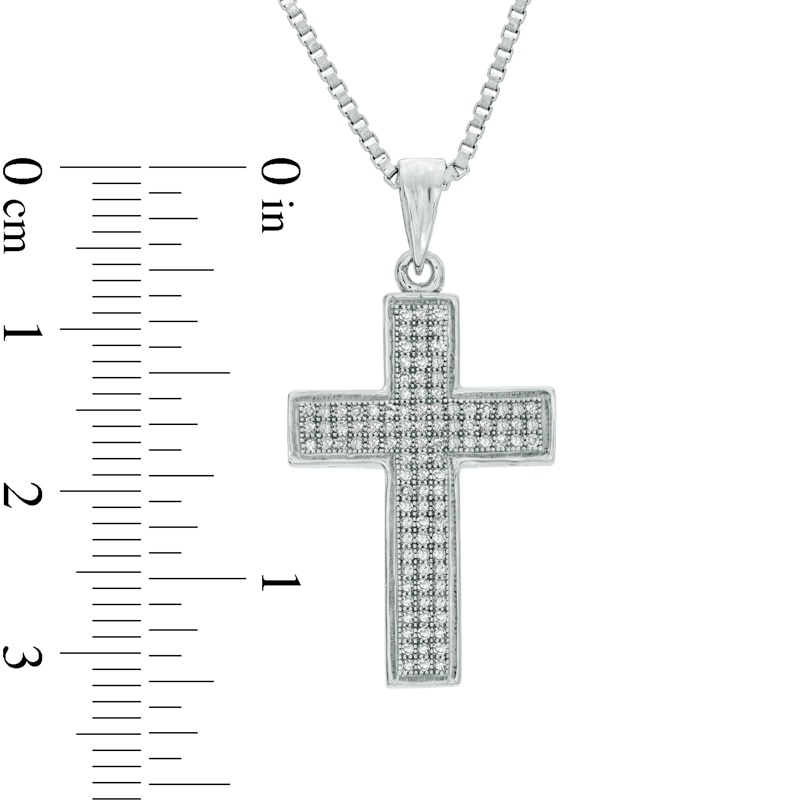 Men's 1/4 CT. T.W. Diamond Cross Pendant in Sterling Silver - 22"