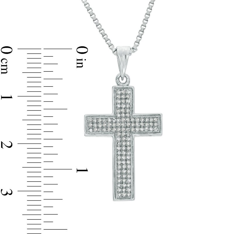 Main Image 2 of Men's 1/4 CT. T.W. Diamond Cross Pendant in Sterling Silver - 22"