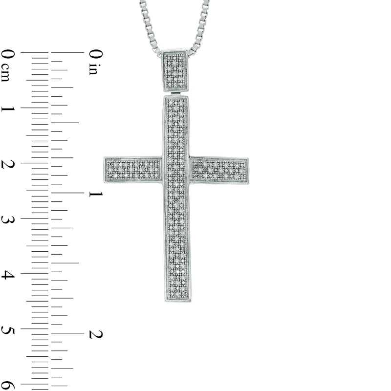 Men's 1/4 CT. T.W. Diamond Cross Pendant in Sterling Silver - 22"