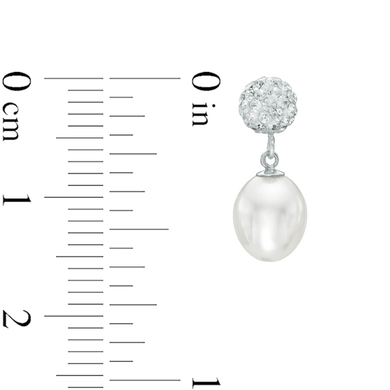 Main Image 3 of 6.0-8.0mm Freshwater Cultured Pearl and Crystal Strand Necklace, Bracelet and Drop Earrings Set in Sterling Silver