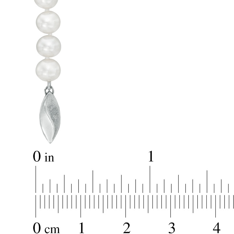Main Image 4 of 6.0-8.0mm Freshwater Cultured Pearl and Crystal Strand Necklace, Bracelet and Drop Earrings Set in Sterling Silver