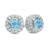 Thumbnail Image 1 of 5.0mm Swiss Blue Topaz and Lab-Created White Sapphire Stud Earrings in Sterling Silver