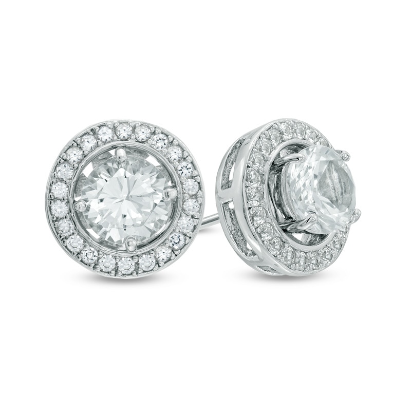 Main Image 2 of Multi-Gemstone and Lab-Created White Sapphire Frame Earrings and Jacket Set in Sterling Silver