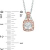 Thumbnail Image 2 of 6.0mm Cushion-Cut Lab-Created White Sapphire Pendant in Sterling Silver with 14K Rose Gold Plate