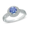 Thumbnail Image 1 of 6.0mm Tanzanite and 1/3 CT. T.W. Diamond Frame Ring in 10K White Gold