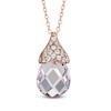 Thumbnail Image 1 of Briolette Rose de France Amethyst and Lab-Created White Sapphire Pendant in Sterling Silver with 18K Rose Gold Plate