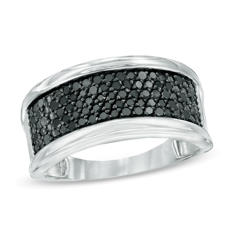 1/2 CT. T.W. Black Diamond Multi-Row Ring in Sterling Silver