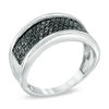 Thumbnail Image 1 of 1/2 CT. T.W. Black Diamond Multi-Row Ring in Sterling Silver