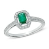 Thumbnail Image 0 of Emerald-Cut Emerald and Diamond Accent Frame Ring in 10K White Gold