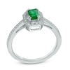 Thumbnail Image 1 of Emerald-Cut Emerald and Diamond Accent Frame Ring in 10K White Gold