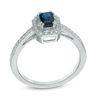 Thumbnail Image 2 of Emerald-Cut Blue Sapphire and Diamond Accent Frame Ring in 10K White Gold
