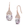 Thumbnail Image 1 of Briolette Rose de France Amethyst and Lab-Created White Sapphire Earrings in Sterling Silver with 18K Rose Gold Plate