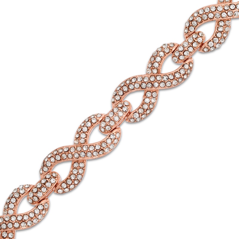 Main Image 1 of Crystal Infinity Link Bracelet in Brass with 18K Rose Gold Plate - 7.75"