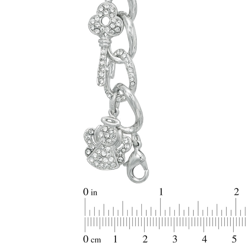 Main Image 3 of Crystal Charm Bracelet in White Rhodium Brass - 7.5"