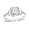 1/2 CT. T.W. Composite Diamond Square Frame Collared Ring in 10K White Gold