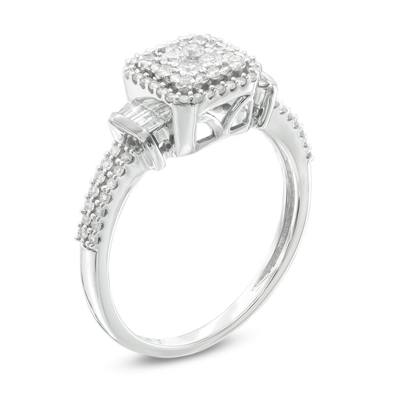 Main Image 2 of 1/2 CT. T.W. Composite Diamond Square Frame Collared Ring in 10K White Gold